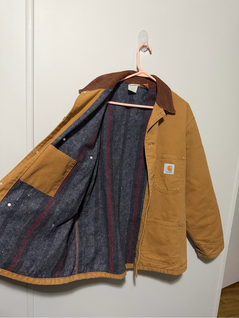 Vintage Carhartt Brown Duck Work Jacket with Dark Corduroy Collar - Picture 4 of 7